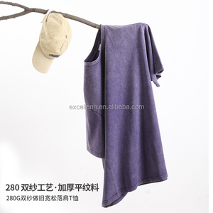 Kaos Rajut Oversize Unisex 100% Katun OEM Grosir, Sablon DTG, Berat, Cuci Asam, Vintage, Custom, Cepat Kering - Product Image 3