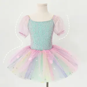 P0005 Ballet Tutu Costumes De Danse Filles Enfants Coloré Robe De Princesse Scène Dancewear Costume De Fête Performance Robe De Ballet