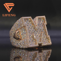 Bague personnalisée en argent sterling 925 avec lettres serties de moissanite, couleur D VVS, testée au diamant, style hip-hop pour hommes et rappeurs