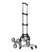Carro de Carga Plegable de Aleación de Aluminio Negro para Subir Escaleras, Carro de Mano Doméstico, Carro de Viaje Pequeño, Carro de Transporte con Asa
