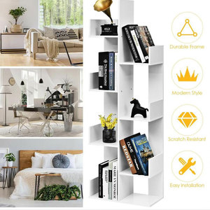 Estantería de madera blanca para decoración del hogar, exhibición de almacenamiento de cubos de libros, estante abierto, estantería estrecha de 6 niveles - Product Image 4