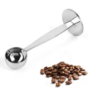 뜨거운 판매자 커피 스푼과 탬퍼 2-in-1 스테인레스 스틸 커피 특종 스푼 홀더 커피 도구 측정 탬핑 특종