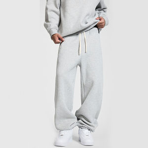 กางเกงลำลองผ้าฟลีซ350 GSM สำหรับผู้ชายกางเกงผ้าคอตตอนสไตล์อเมริกันกางเกงไม่มีซับในเอวทรงหลวม - Product Image 1