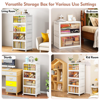 Boîtes de rangement pliables en plastique, conteneurs de rangement empilables avec roulettes, bacs de rangement pliables, organisateur pour le salon