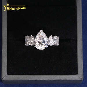 10K vàng rắn phụ nữ kích thước lớn 6ct Lê cắt moissanite Nhẫn tùy chỉnh thời trang Đồ trang sức nhẫn cho đám cưới đính hôn - Product Image 5