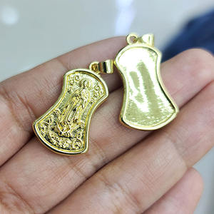 CZ8789 18K oro CZ Pave Santa Iglesia colgante <span class=keywords><strong>San</strong></span> <span class=keywords><strong>Benito</strong></span> <span class=keywords><strong>Abad</strong></span> CZ Jesús y Guadalupe Saint Charm colgantes - Product Image 6