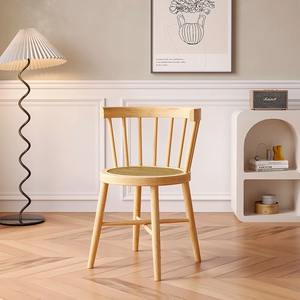 Silla de Comedor Moderna Nórdica de Madera Maciza con Respaldo de Ratán, Ligera, Duradera, Diseño en Forma de K, para Restaurante, Exterior, Villa - Product Image 2