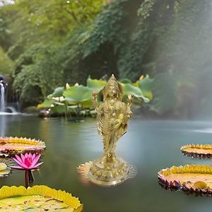 PARIJAT ARTISANAT En Laiton Doré Dieu Dhanvantari Statue Avatar Seigneur Vishnu Ayurveda Debout Idole Murti PoojaShowpiece Sculpture - Product Image 3