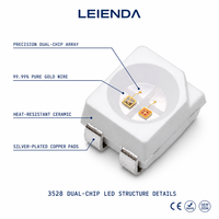 Diode LED SMD 3528 double cœur rouge infrarouge 660nm 850nm pour thérapie, masque de beauté, appareil de soulagement de la douleur, puce LED 3528