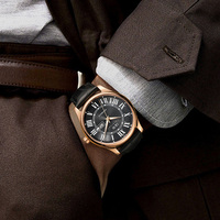 Montre automatique pour homme Top I&W, cadran blanc, chiffres romains, boîtier en or rose, affichage du jour et de la date, montre mécanique de style business