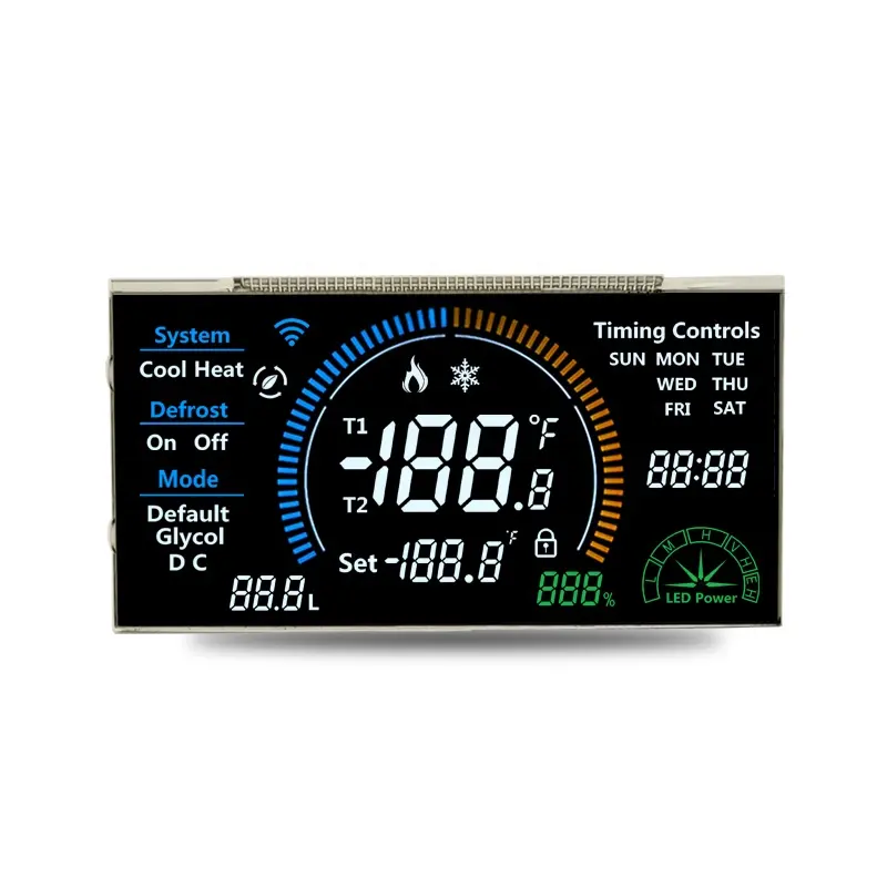 Small LCD Screen PIN LCD Color Icons Customized VA Black Segment Display With Backlight For Multimeter