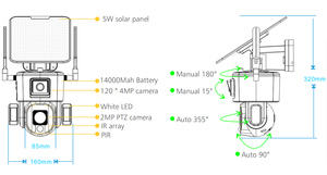 Kamera <span class=keywords><strong>CCTV</strong></span> Solar PTZ 4G Dual Lensa 8MP dengan Zoom Optik 4X 10X, Nirkabel, Tenaga Surya, Pelacakan Manusia, untuk Luar Ruangan - Product Image 3