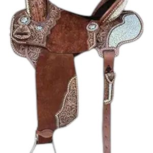 Premium Western Barrel <b>Racing</b> Adult Saddle Handtooled Carved Leather Performance Style Tack 14\" 18\" <b>Seat</b> - Product Image 4