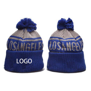 Bonnet en tricot jacquard avec <span class=keywords><strong>gros</strong></span> <span class=keywords><strong>pompon</strong></span> en fausse fourrure pour l'hiver personnalisé Bonnet à <span class=keywords><strong>pompon</strong></span> pour hommes - Product Image 1