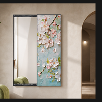 Miroir mural coulissant en verre floral avec panneau décoratif floral pour entrée, chambre, dressing, hôtel, décoration intérieure moderne