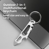 Porte-clés multifonctionnel 7-en-1 personnalisé avec logo, couteau de poche portable et ouvre-boîte premium pour homme