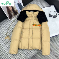 Veste bomber en duvet d'oie de luxe de haute qualité, de marque célèbre, pour l'hiver, réversible, coupe-vent, avec garniture en fourrure, logo, pour femmes