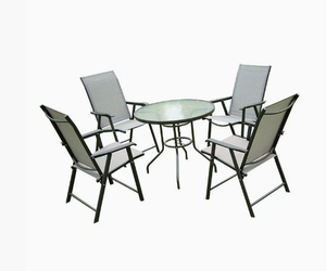 Mesa y Silla Plegables Modernas para Exteriores, Mesa de Centro de Vidrio Templado, Hierro Forjado, Impermeable, Portátil, para Patio, Cocina, Camping - Product Image 3