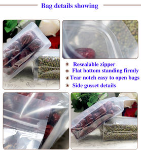 Bolsa de Fondo Cuadrado Transparente Reutilizable de 16*26*8cm con Refuerzo Lateral, Bolsa de Mylar para Alimentos con Sellado Térmico y Resellable - Product Image 4