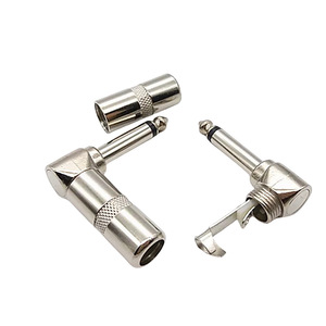 Conector de audio en ángulo recto de 6.35mm tipo L, conector mono de 2 pines para amplificador y micrófono. - Product Image 1