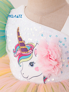 MQATZ di alta qualità per bambini vestito estivo bellissimo <span class=keywords><strong>unicorno</strong></span> costume per la piccola <span class=keywords><strong>principessa</strong></span> per 2 anni - Product Image 4