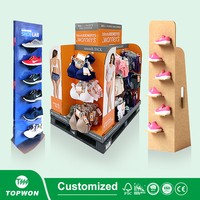 Étagère de comptoir en papier pour la vente au détail, présentoir en carton pour chapeaux, vêtements, chaussures, t-shirts, chaussettes