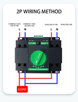 Commutateur de transfert automatique monophasé 2P 63A ATS 110V 220V pour générateur, à commande manuelle