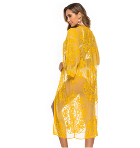 Wholesale Floral Embroidery <strong>Cover</strong> <strong>up</strong> 6 Colors Women's Summer Beach <strong>Kimono</strong> - Product Image 5