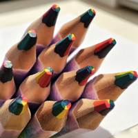 Ensemble de crayons de couleur personnalisés, mine hexagonale arc-en-ciel, corps en bois de 7 pouces, revêtement filmé, pour le dessin artistique