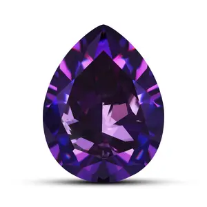 Wuzhou Gems 5a Grade Zircon Gems Pear Cut Amethyst Color Cubic Zirconia Loose Gemstone Synthetic Cz Stones