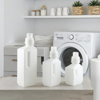 Bouteille pompe carrée en plastique HDPE de 1000 ml avec bouchon à vis pour savon liquide, lessive et liquide vaisselle – Vente en gros