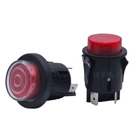 Interruptor de Botón Pulsador Redondo de 25 mm, 16A250VAC T105, RL5-121, Encendido/Apagado, con Bloqueo Automático, Luz Roja, con Tapa de PVC, Impermeable