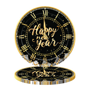 Décorations de fête du Nouvel An pour 24 invités, noir et or, <span class=keywords><strong>Hello</strong></span> 2027, ensemble de vaisselle jetable, serviettes, fournitures pour fête d'anniversaire - Product Image 3