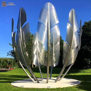 Magnifique conception de feuille d'artisanat en fil d'acier inoxydable grande sculpture de paysage - Product Image 2