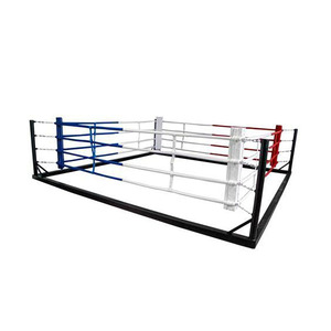 Ring de boxe robuste pour sol plat ou surélevé 5x5m avec poteaux en acier renforcés et surface en PVC pour usage commercial - Product Image 3