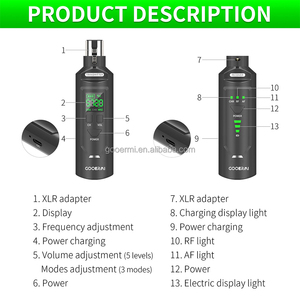 Système sans fil XLR professionnel MIM-MD2 48V Phantom Power <span class=keywords><strong>pour</strong></span> micro à condensateur, émetteur-récepteur UHF, 16 canaux, portée 80m - Product Image 5