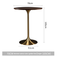 Vente en gros table haute de bar moderne meubles de restaurant plateau en marbre rond ensemble de tabouret de table de bar à base de métal