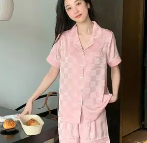 2023 Tweedelige Nachtkleding Shorts Nachtkleding Pijama Para Mujer Designer Geïnspireerde Zijden Pyjama Luxe Satijnen Pyjama Voor Vrouw