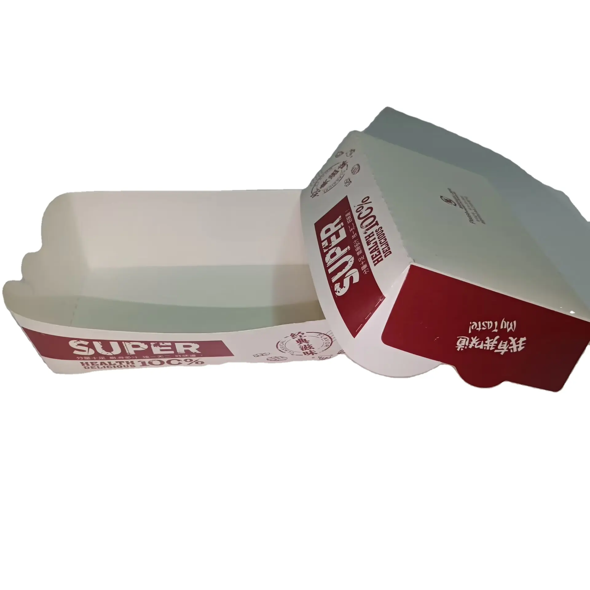 SP2532 맞춤형 흰색 일회용 종이 트레이 식품 테이크 아웃 종이 보트 접시 용 식품 보존 트레이