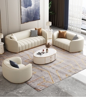 Ensemble de canapé de salon moderne, Base en acier inoxydable, canapé en cuir Pu, ensemble de causeuse en coupe ronde pour la maison, l'hôtel