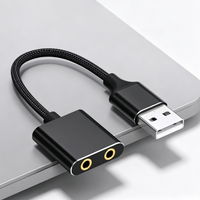 Carte son externe filaire USB, interface audio, double port audio et micro 3,5 mm 2-en-1, plug and play pour ordinateur portable, ordinateur de bureau, PS4
