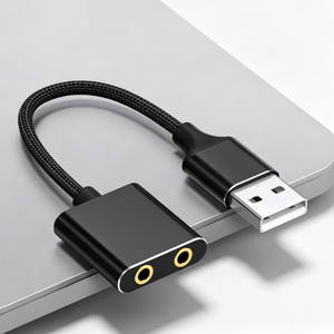 <span class=keywords><strong>Carte</strong></span> <span class=keywords><strong>son</strong></span> externe filaire USB, double port audio et microphone 3,5 mm 2-en-1, plug and play, <span class=keywords><strong>pour</strong></span> ordinateur portable, ordinateur <span class=keywords><strong>de</strong></span> bureau, PS4, 3 appareils - Product Image 1