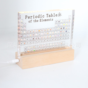 Modelo de tabla periódica con base de madera ligera para educación química y decoración de escritorio - Product Image 1