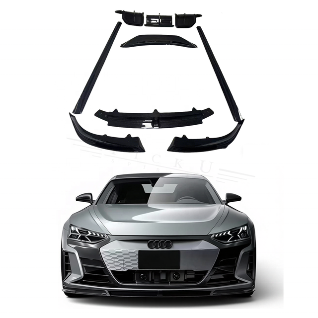 New High Quality YICKU Audi E-tron GT Carbon Fiber Body Kit F Style Front Lip Diffuser Spoiler Side Skirt