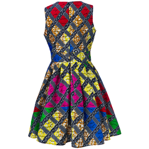 Shenbolen nouveau <span class=keywords><strong>moderne</strong></span> africain femmes robes col en v coloré plaid robe d'été tenue décontractée - Product Image 2