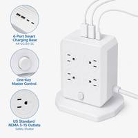 Regleta de alimentación vertical de 3 niveles con 12 tomas de EE. UU., 4 USB y 2 USB-C PD de carga rápida, protector contra sobretensiones, con logotipo personalizado al por mayor