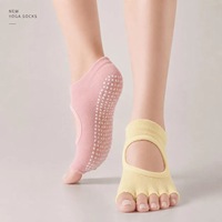 Chaussettes de yoga antidérapantes à cinq doigts et talon ouvert pour femmes, chaussettes de fitness pour l'entraînement