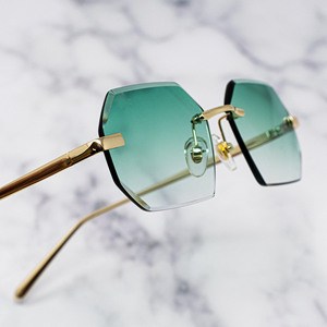 Lma Người Đàn Ông Sang Trọng Shades Chất Lượng Hàng Đầu Vàng Kim Loại Uv400 Màu Xanh Lá Cây Gradient Lens Phụ Nữ Cổ Điển Biểu Tượng Tùy Chỉnh Không Có Vành Đa Giác Kính Mát 2024 - Product Image 5