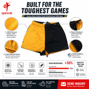 Celana Rugby Hitam 100% Katun Custom untuk Pria Grosir Mode Musim Panas Pria Remaja Katun Twill Ukuran Besar Celana Rugby Footy - Product Image 3