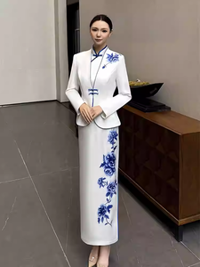 High-End Peony Rhythm Series Chinese Style Women's Cheongsam Hotel Reception and <strong>Waitress</strong> Workwear Hotel <strong>Uniforms</strong> - Product Image 4